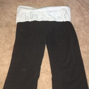 blue cropped PINK flare yoga pangs